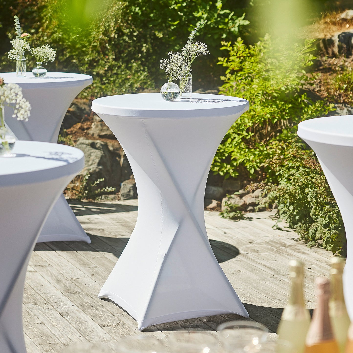 Cocktailbord/Ståbord Med Hvit Stretchduk