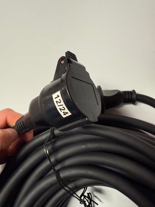 1-way extension cable – 20 meters, black with ground