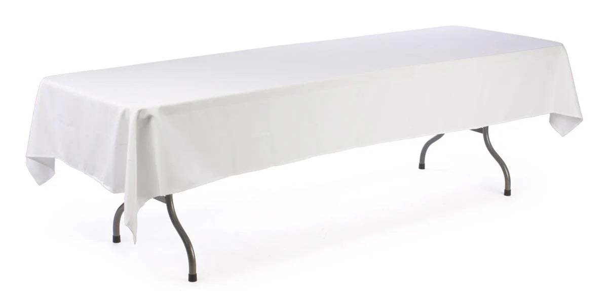 White Folding Table 75 x 180 cm + White Tablecloth 140 x 240 cm