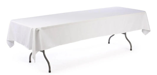 White Folding Table 75 x 180 cm + White Tablecloth 140 x 240 cm