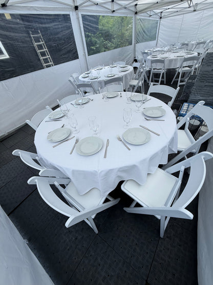 Light gray round folding table 160 cm 