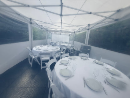 Light gray round folding table 160 cm 