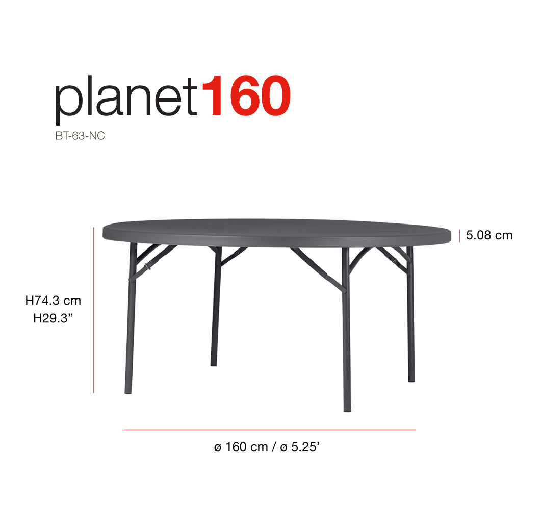 Light gray round folding table 160 cm 