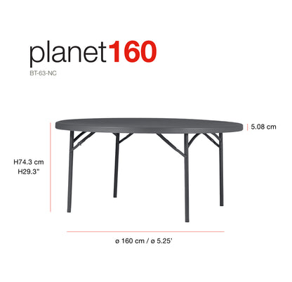 Light gray round folding table 160 cm 