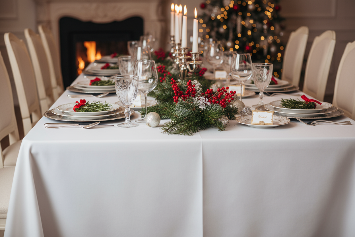 Akkurat samme bilde bare at duken er helt hvit og har ikke mønster på seg.