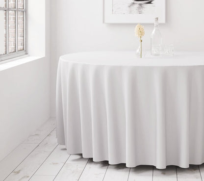 Round Folding Table 160 cm + White Round Tablecloth 270 cm 